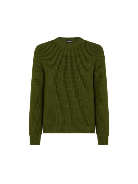 TOM FORD MERINO HALF CARDIGAN STITCH CREW NECK