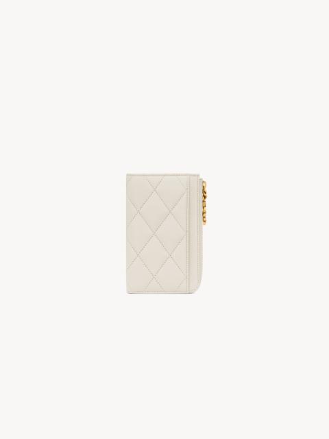 SAINT LAURENT CASSANDRE BIJOU ZIP CARD CASE IN LAMBSKIN