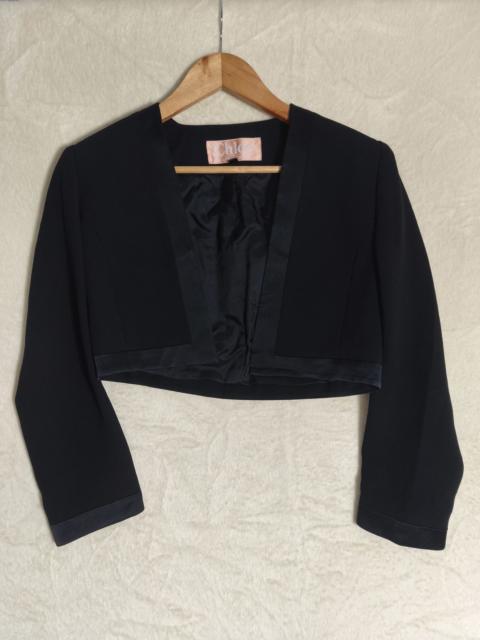 Chloé Vintage CHLOE Black Cropped Blazer Jacket Satin Trim Bolero