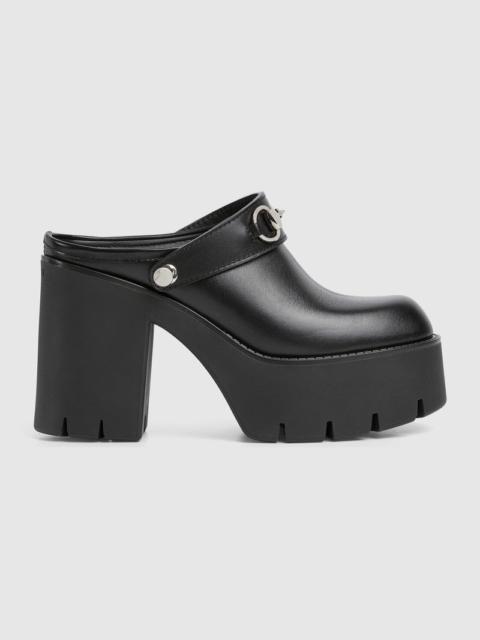 GUCCI Gucci Horsebit Leather Platform Mules