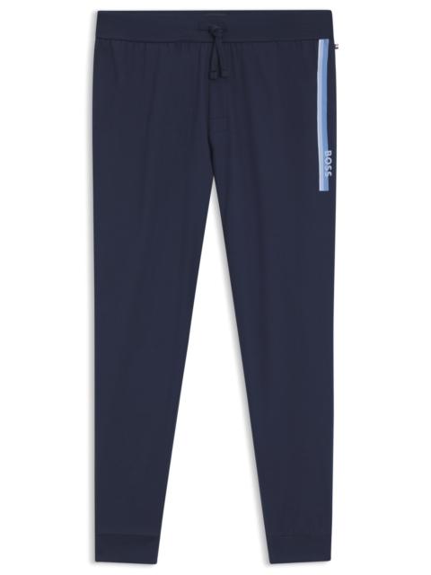 BOSS COTTON-TERRY TRACKSUIT BOTTOMS WITH LOGO AND STRIPES