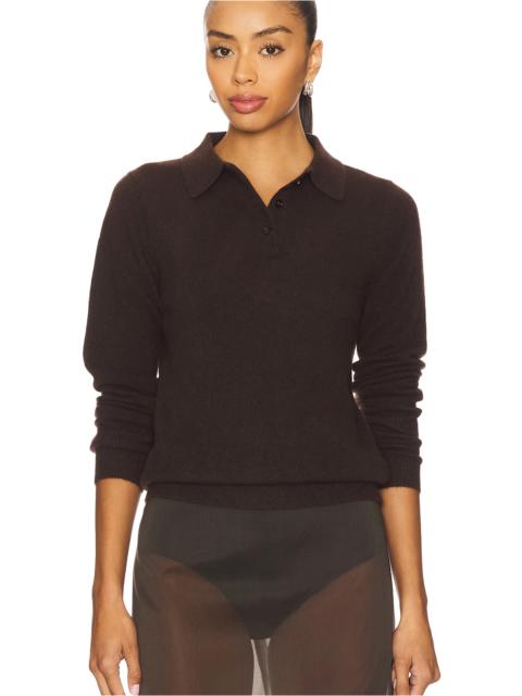 Enza Costa Knit Cashmere Polo Sweater