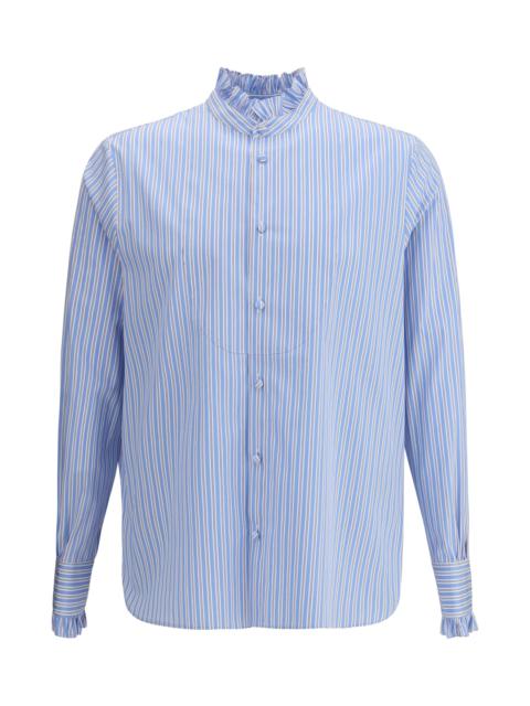 Valentino Striped Plastron And Ruffle Shirt