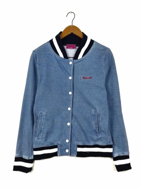 Other Designers Fiorucci - Varsity Denim Jacket Snap Button Sweater