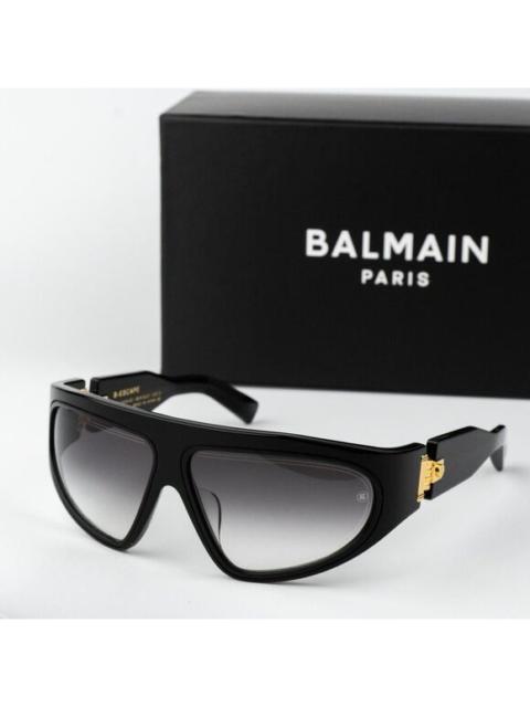 Balmain Balmain Men Sunglasses Titanium Black Gold Grey Gradient Wraparound B-ESCAPE