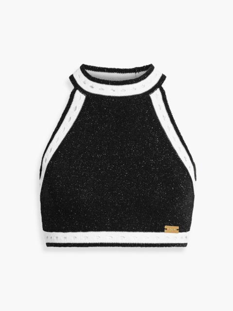Balmain Cropped metallic wool-blend top