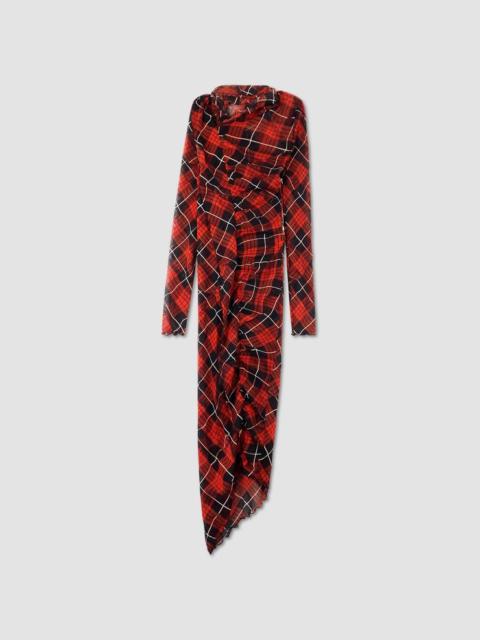 Jean Paul Gaultier Distorted tartan print mesh dress