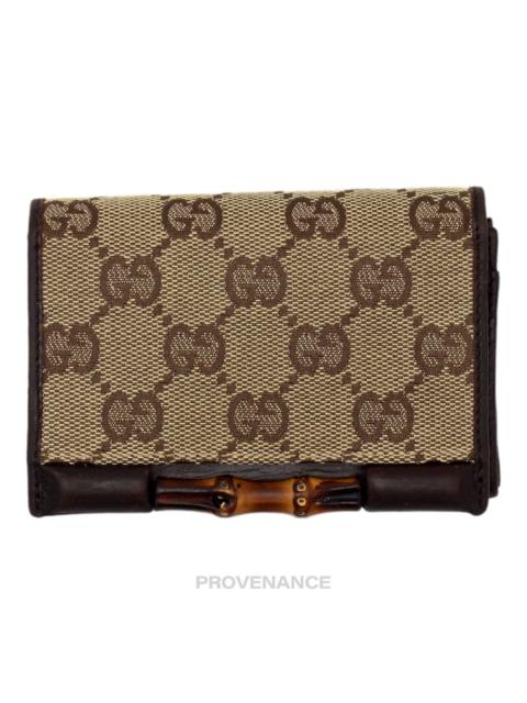 GUCCI Gucci Bamboo Card Wallet - GG Canvas Brown