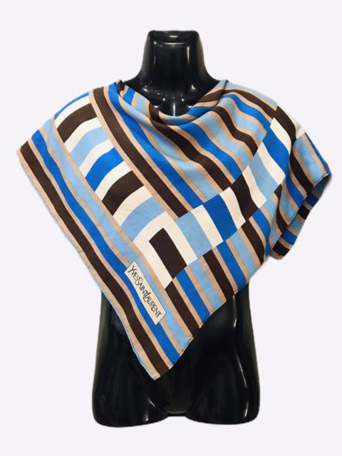 Other Designers Vintage - VINTAGE YVES SAINT LAURENT BLUE LINE DESIGN SCARF