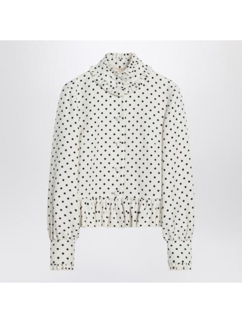 Valentino White Single-Breasted Jacket With Black Polka Dots Women