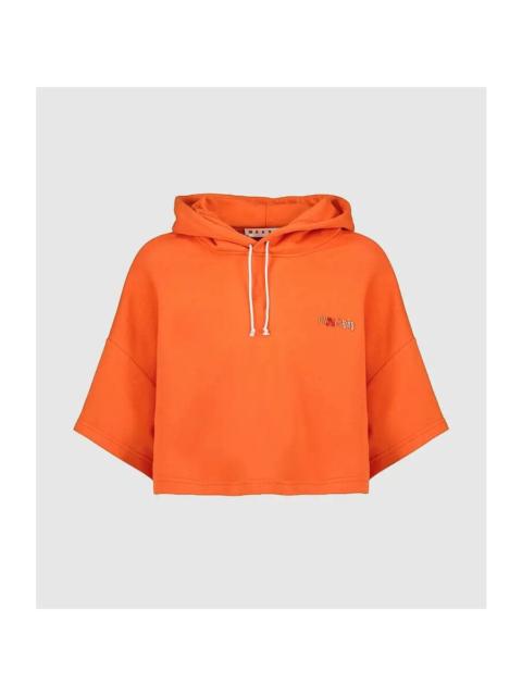 Marni Marni Women'S Bright Orange Cropped Hoodie