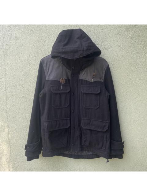 Other Designers Japanese Brand - Vtg Ships Jet Blue BLACK Zipped Hooded Jacket Multipocket