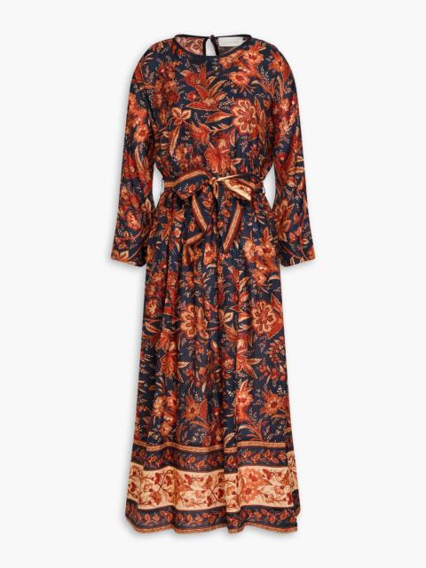 Zimmermann Belted floral-print silk habotai midi dress