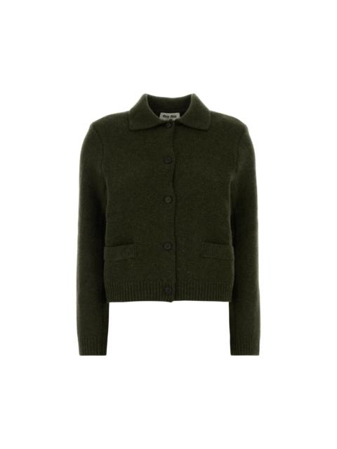Miu Miu MIU MIU Bottle Green Wool Cardigan New & Authentic (Women's