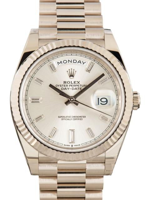 ROLEX Rolex Day-Date 40 Ref 228239 Silver Diamond Dial