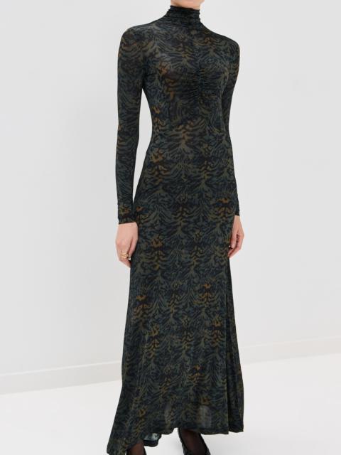 ULLA JOHNSON Koa Jersey Ruched Front Turtleneck Dress