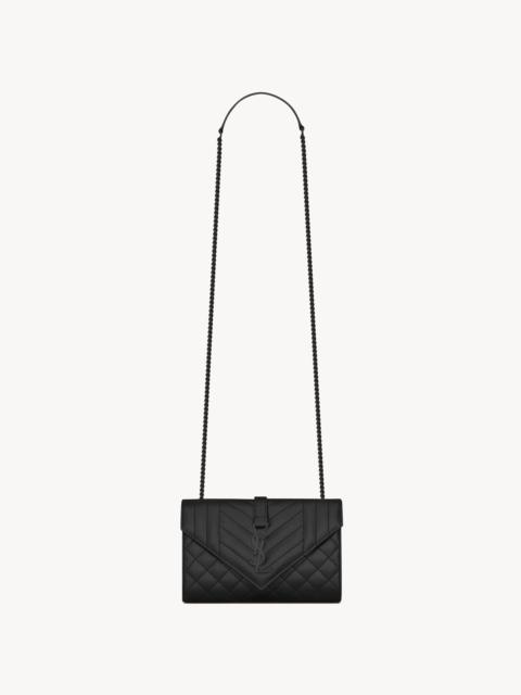 SAINT LAURENT ENVELOPE SMALL IN QUILTED GRAIN DE POUDRE EMBOSSED LEATHER