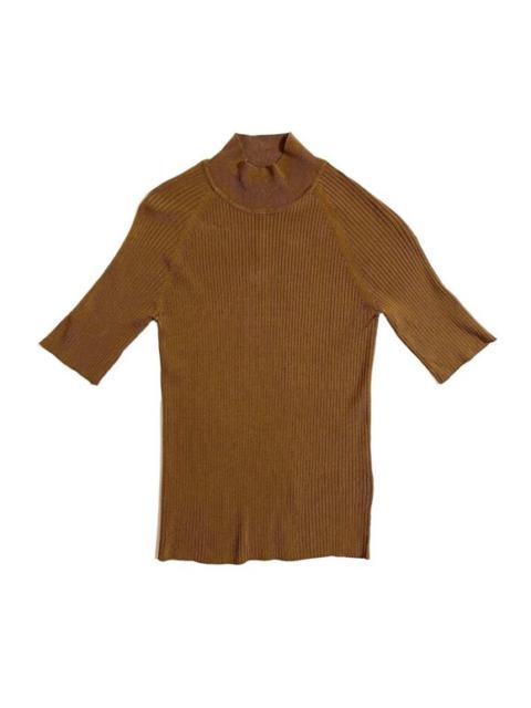 Other Designers T Tahari Brown Mock Neck Short Sleeve Knit Top Pullover SZ XS NWT