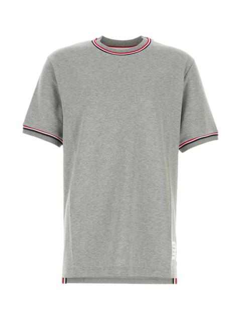 Thom Browne Men Melange Grey Cotton T-Shirt