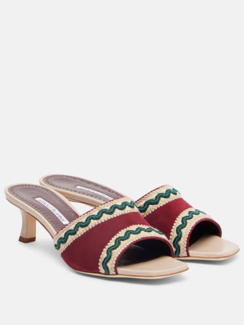 Manolo Blahnik Marebis 50 embroidered suede mules