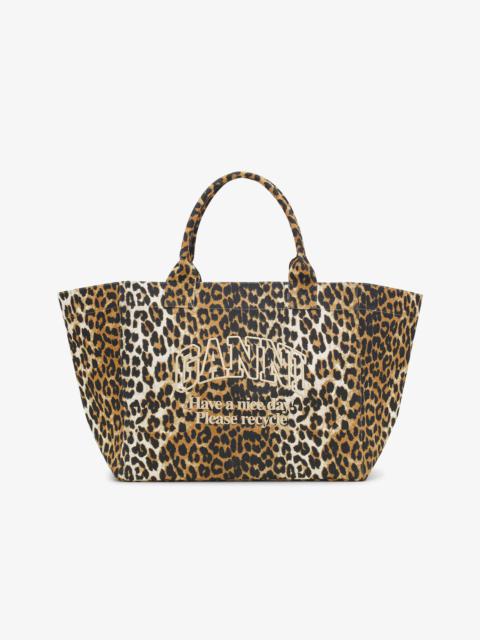 GANNI LEOPARD PRINT XXL TOTE