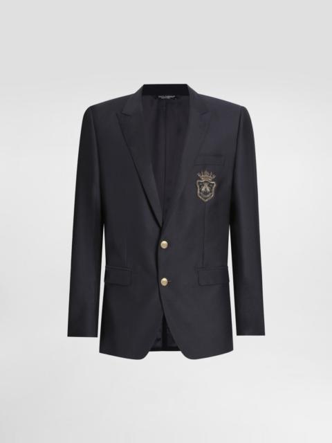 Dolce & Gabbana Single-breasted wool and silk jacket with patch