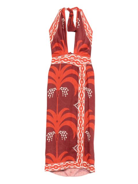 Johanna Ortiz Buen Viento halterneck printed midi dress
