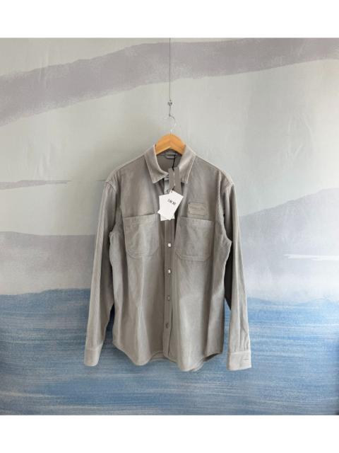 Dior Dior Grey Corduroy Shirt with Embroidered Slogan Patch