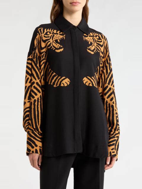 FARM RIO FARM Rio Tiger Button-Up Shirt in Black at Nordstrom