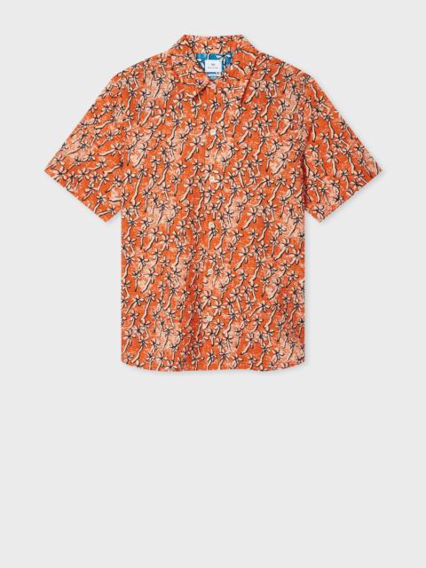 Paul Smith Orange 'Field Floral' Cotton Seersucker Shirt