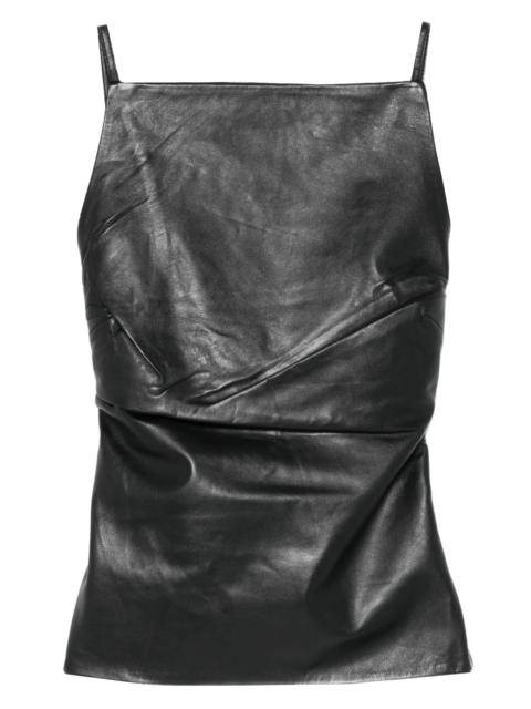 ST. AGNI square-neck leather top