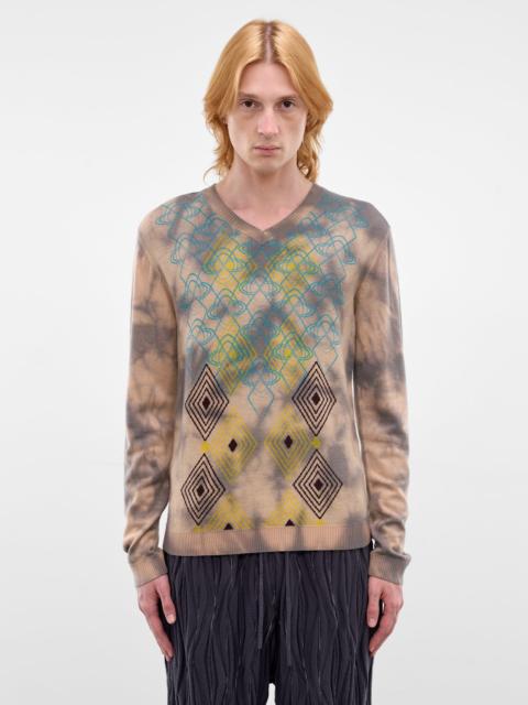 Kiko Kostadinov Hatha Tie-Dye Argyle Knit Sweater