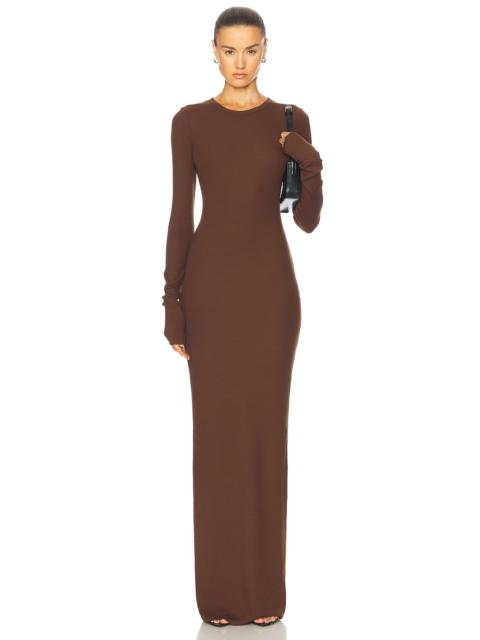 ÉTERNE Long Sleeve Crewneck Maxi Dress