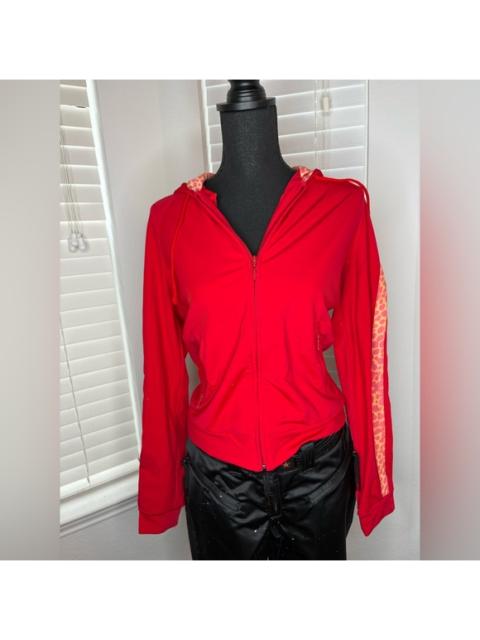 Other Designers Jet Set - Vibrant Red Hoodie with Animal Print Details