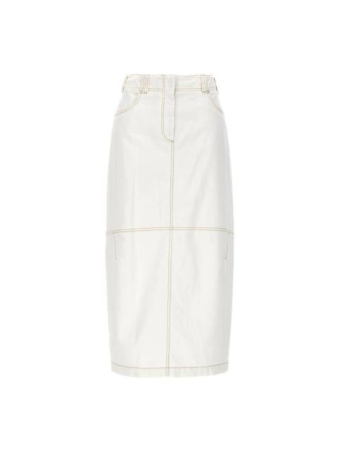 Brunello Cucinelli Brunello Cucinelli Wooff White Straight Cotton Skirt
