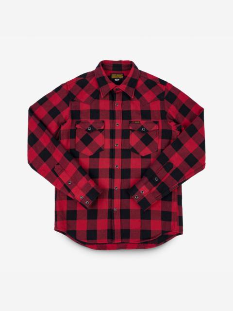 Iron Heart ULTRA HEAVY FLANNEL BUFFALO CHECK WESTERN SHIRT - RED/BLACK