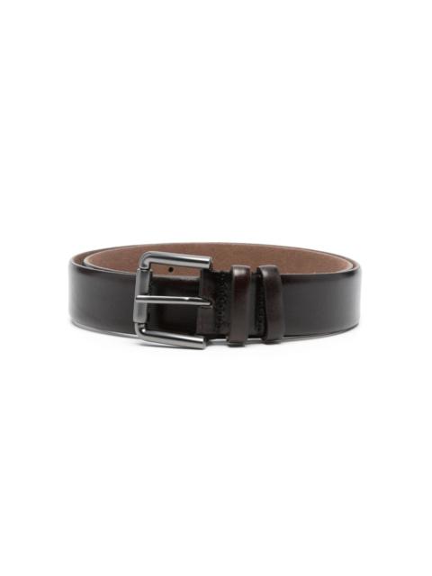grained leather belt