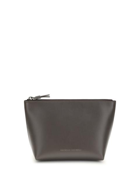 Brunello Cucinelli Brunello Cucinelli Women Leather Pouch With Shiny Zipper Pull