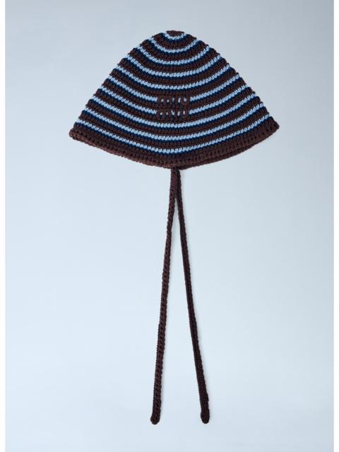 Miu Miu Miu Miu Women Striped Crochet Hat With Ties