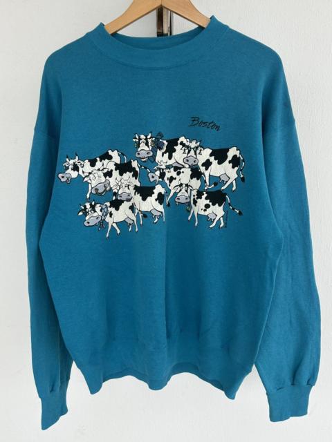 Other Designers Hanes Vintage Boston Cow Graphic Sweatshirt Turqoise
