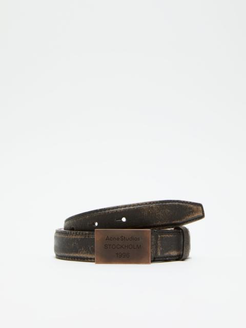 Acne Studios Engraved Logo leather belt - Dark brown/beige