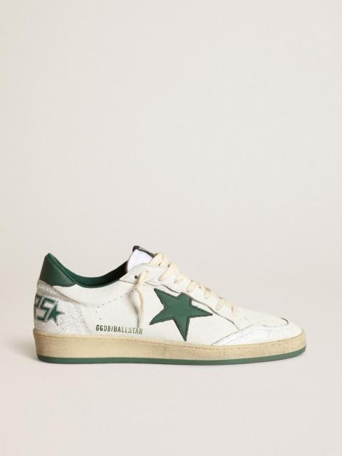 Golden Goose Women's Ball Star in white nappa leather with green leather star and heel tab