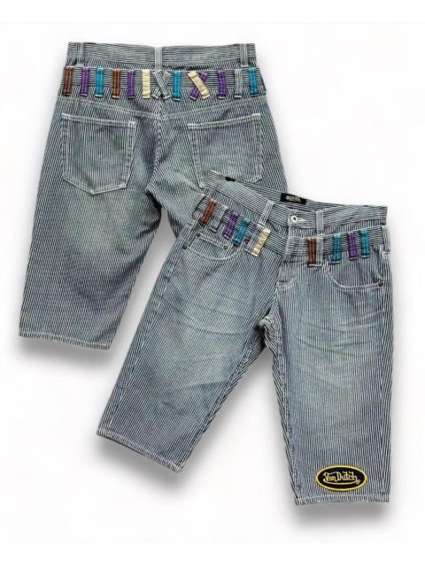 Other Designers OVER THE STRiPES × Vintage × Von Dutch - 🔥90’s VON DUTCH Double Waist Hickory Stripes Denim Shorts