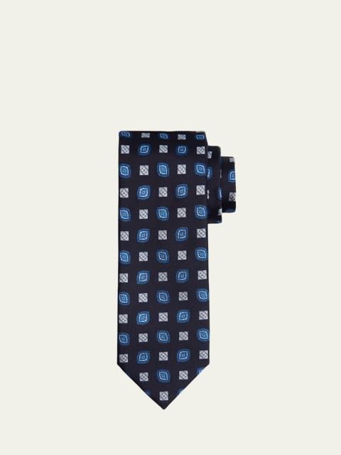 Brioni Men's Medallion Jacquard Silk Tie
