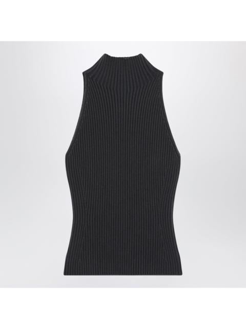 Alaïa Alaia Grey Blue Ribbed Top In Wool Blend Women