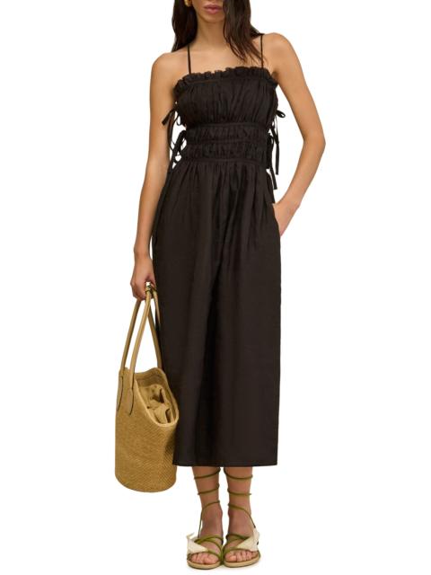 Cult Gaia Cult Gaia Lola Ruched Stretch Linen Blend Sundress in Black at Nordstrom