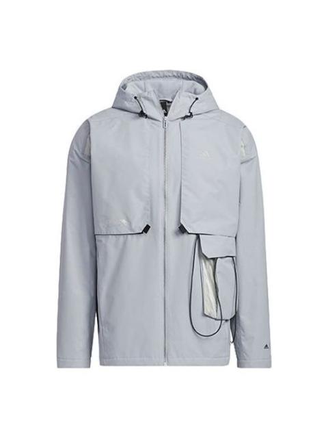 adidas adidas x Transformers Crossover limited TF Turf Jacket 22 Solid Color hooded track Jacket Gray HM746