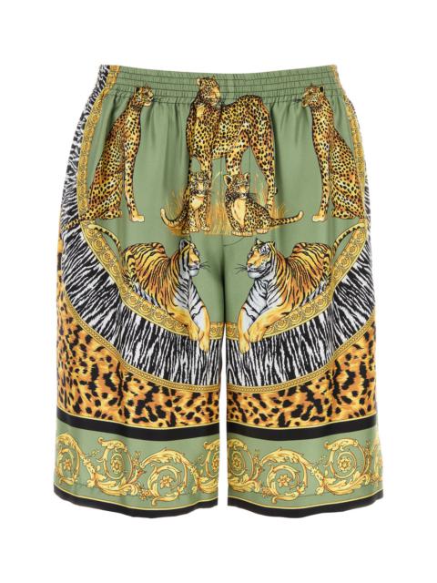 VERSACE Printed silk bermuda shorts
