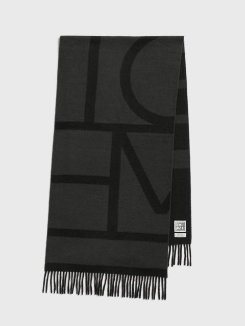 TOTEME Monogram jacquard wool scarf charcoal mélange