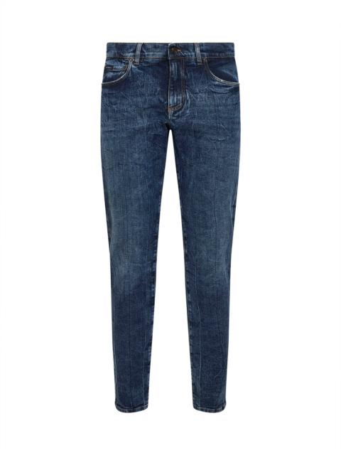 Dolce & Gabbana Dolce & Gabbana Men Blue Stretch Cotton Denim Slim Jeans